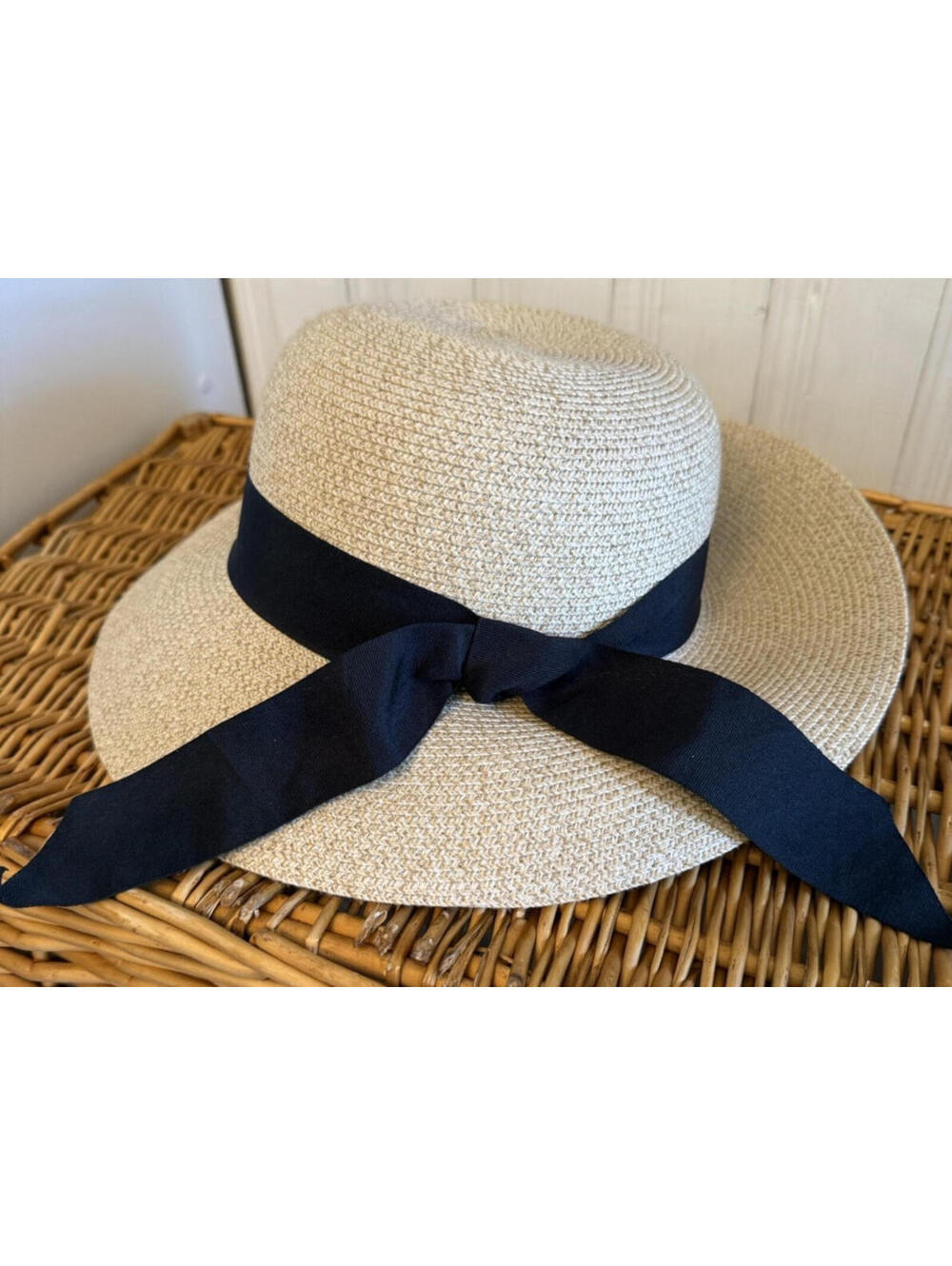 Furtalk Woven Straw Sun Hat Wide Brim, Grosgrain Ribbon Band, Adjustable SZ L - Picture 3 of 4